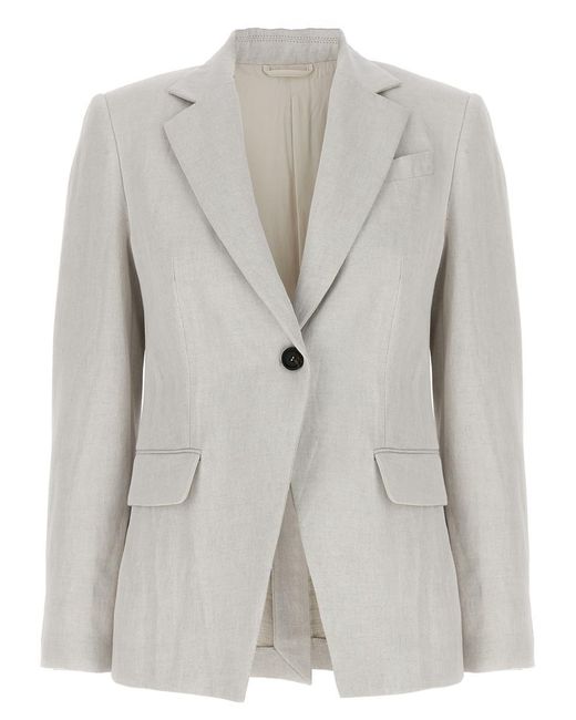 Brunello Cucinelli Gray Single-breasted Blazer Blazer And Suits