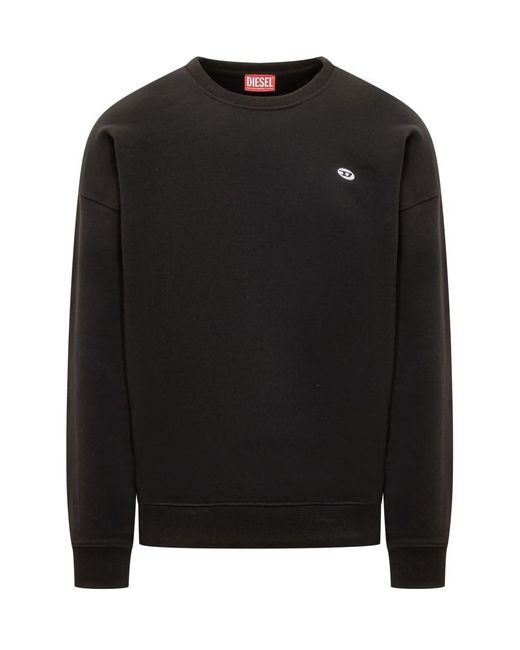 DIESEL Black Sweatshirt With Oval D Patch for men