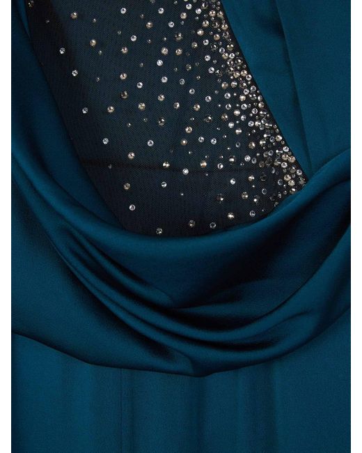 Safiyaa Blue Crystal Maxi Dress
