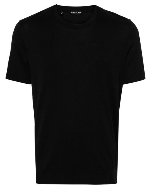 Tom Ford Black Crew-neck Knitted T-shirt for men