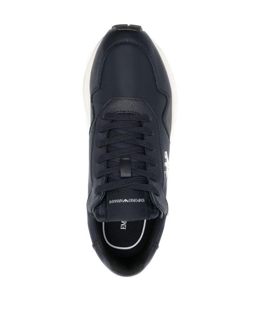 Emporio Armani Blue Logo Low-top Sneakers for men