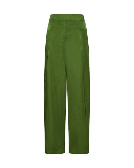 Dries Van Noten Green Nylon Palazzo Trousers