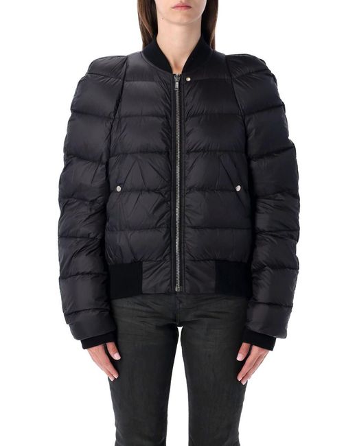 Rick Owens Black Padded Bomber Jacket