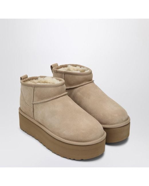 Ugg Natural Classic Ultra Mini Boots With Sand-Coloured Platform