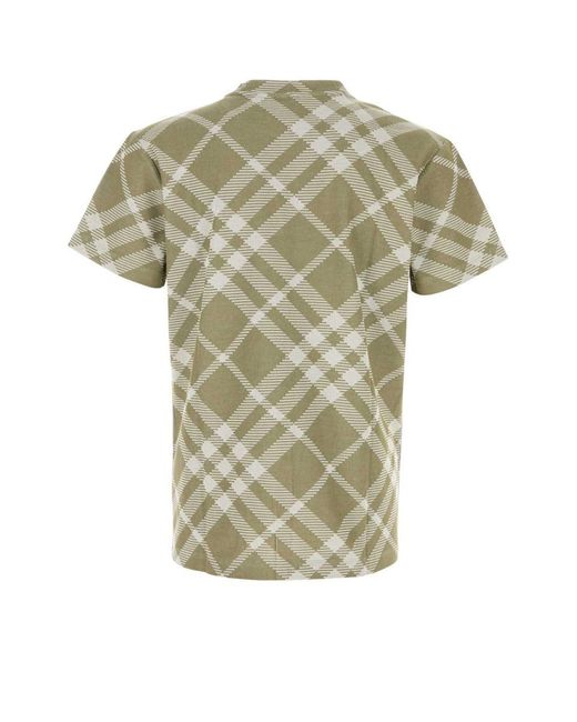 Burberry Green Printed Stretch Cotton Blend T-Shirt for men
