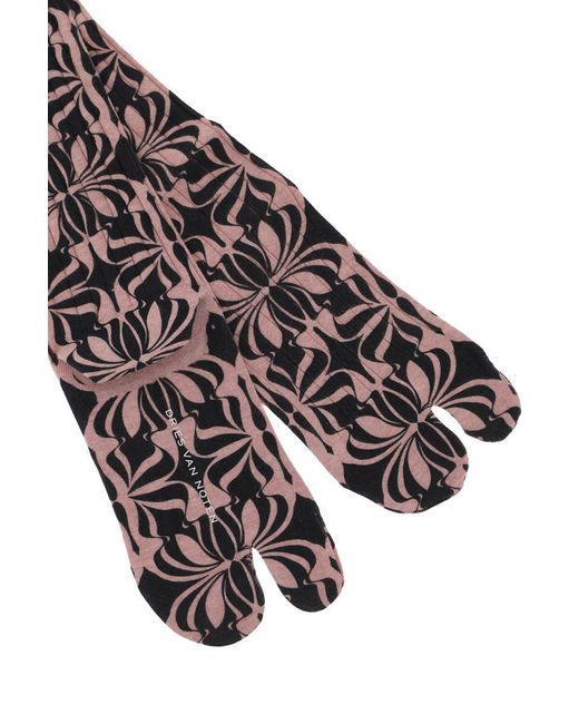 Dries Van Noten Brown Graphic Butterfly Tabi Socks With Pattern