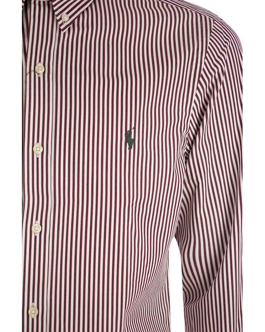 Polo Ralph Lauren Purple Slim-fit Striped Stretch Poplin Shirt for men