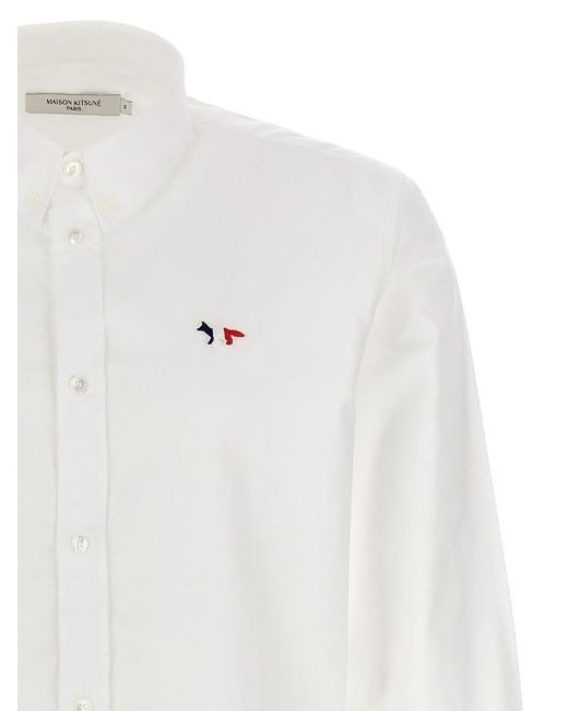 Maison Kitsuné Tricolor Fox Patch Shirt Shirt, Blouse in White for