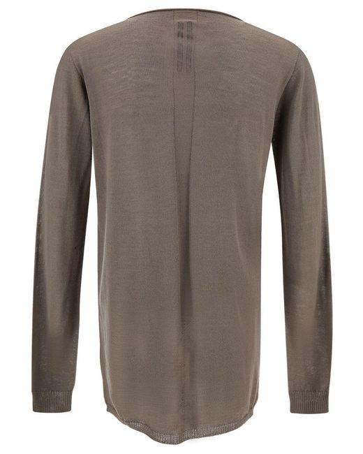 Rick Owens Brown Long-Sleeve Top With Boat Neckline for men