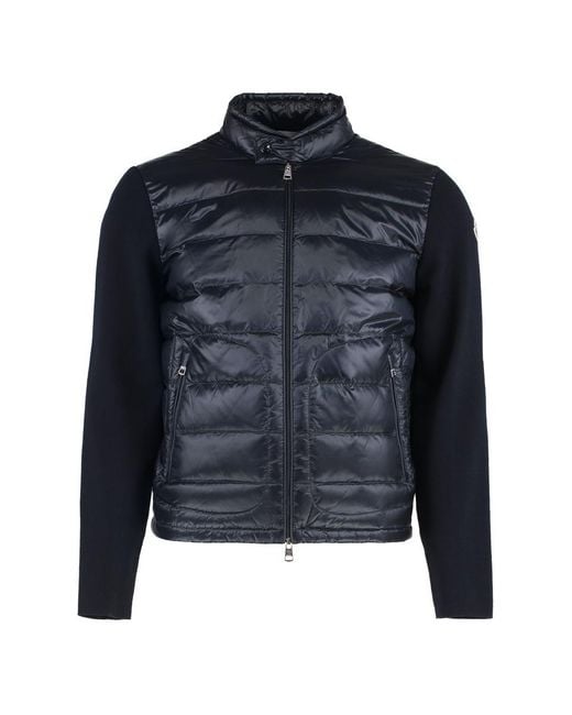 Moncler Blue Cardigan With Padded Front Panel for men