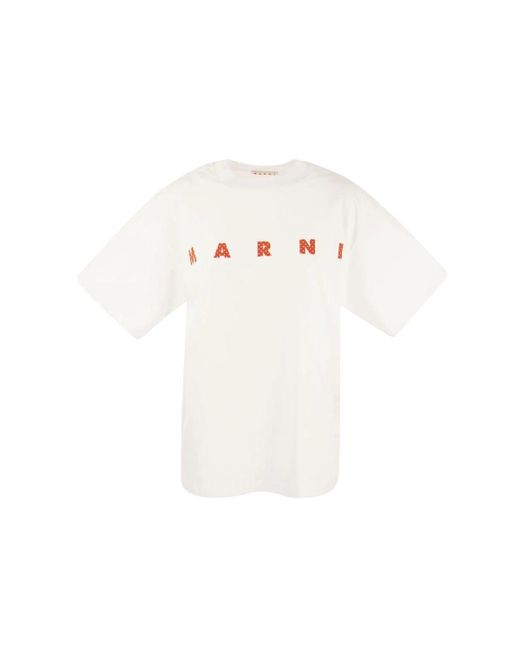Marni White T-Shirt With Logo