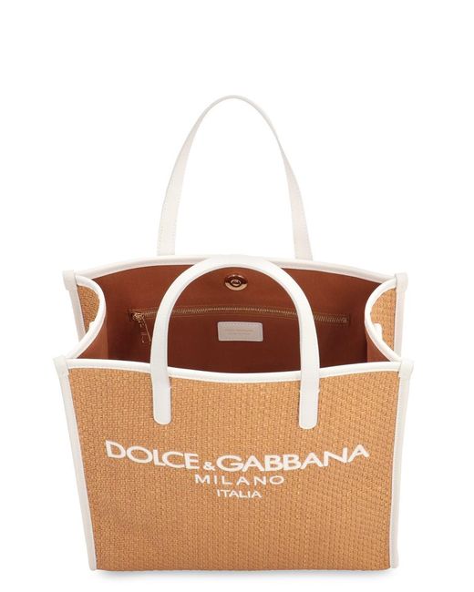 Dolce & Gabbana Orange Raffia Tote Bag