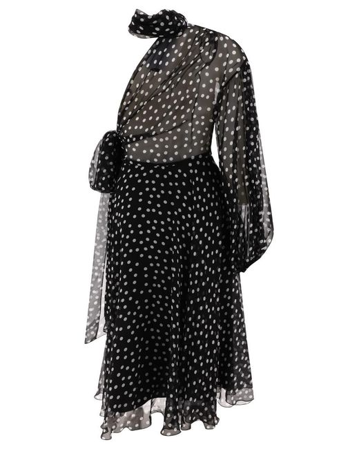 Dolce & Gabbana Black One-Shoulder Chiffon Dress