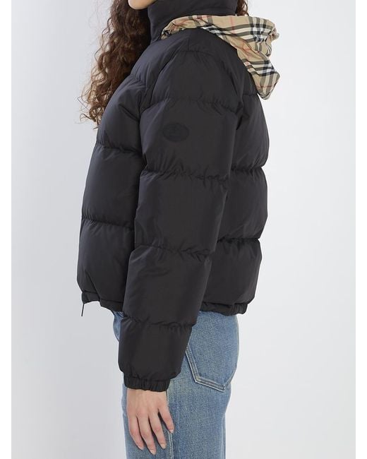 Burberry Black Puffer Jacket With Concealed Hood