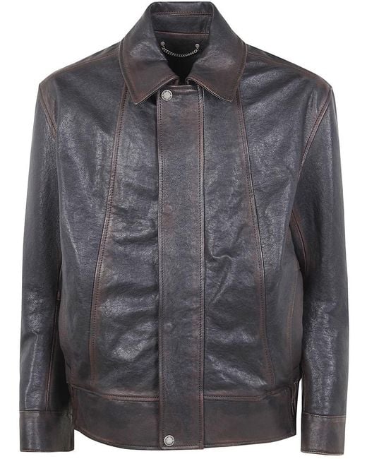 Golden Goose Deluxe Brand Gray "Journey M's" Bomber Jacket Prince Nappa Leather for men