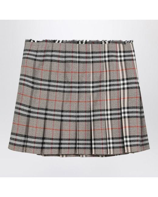 Burberry Metallic Kilt Skirt With Check Pattern