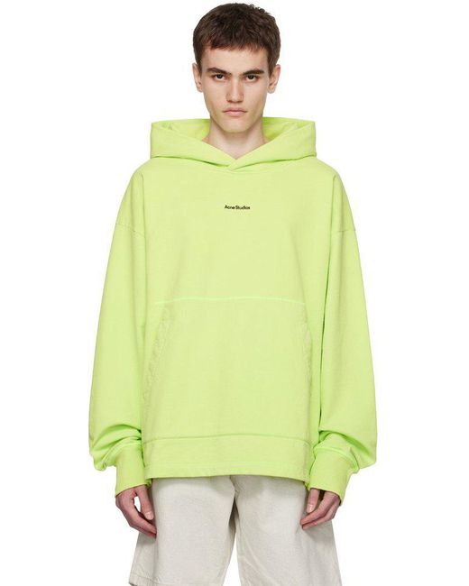 Acne Yellow Green Bonded Hoodie for men