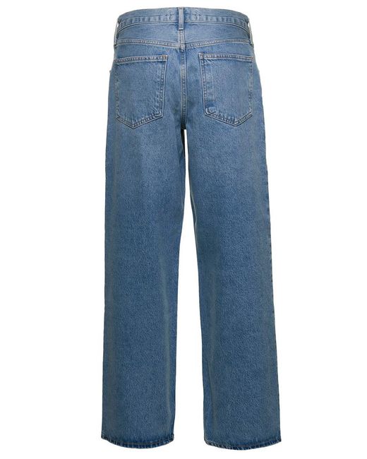 Agolde Blue 'Fusion' Light 5-Pocket Style Wide Jeans