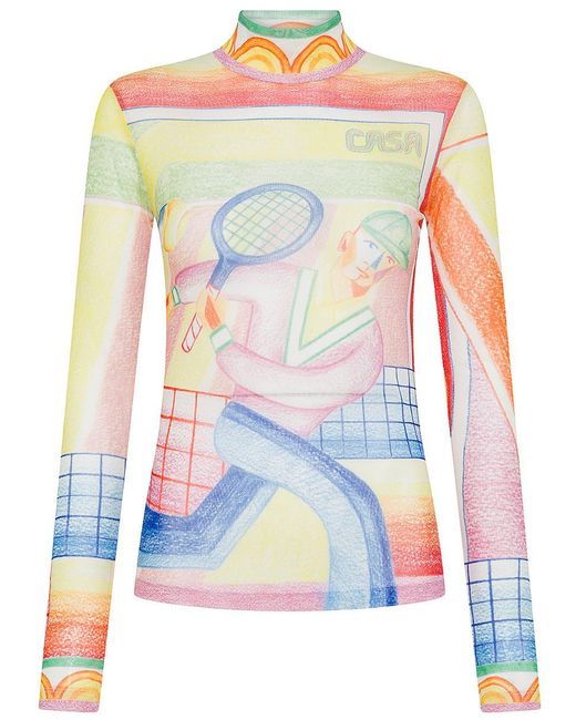 Casablancabrand Multicolor High-Neck Tennis Graphic Print T-Shirt