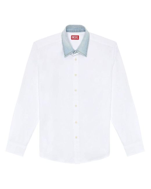 DIESEL White S-holls Cotton Shirt for men
