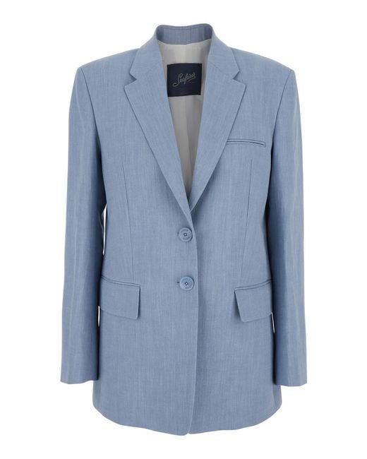 Seafarer Blue Light Jacket With Classic Lapels And Chest Pocket