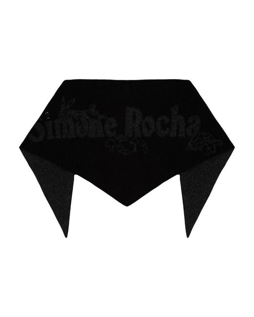 Simone Rocha Black Daisy Scarf