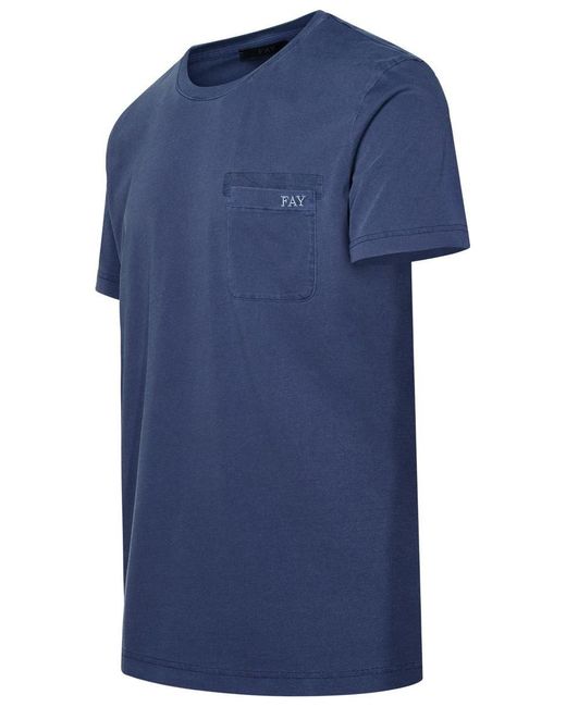 Fay Blue Cotton T-Shirt for men