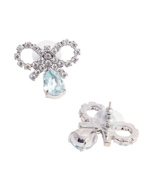 Self-Portrait Metallic Earings With Bow Charm And Pendent Droplet Detail