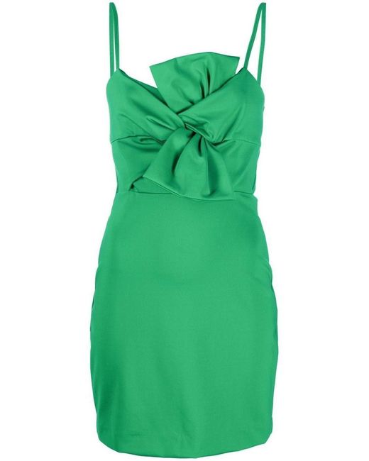 P.A.R.O.S.H. Green Renny Bow-detail Mini Dress
