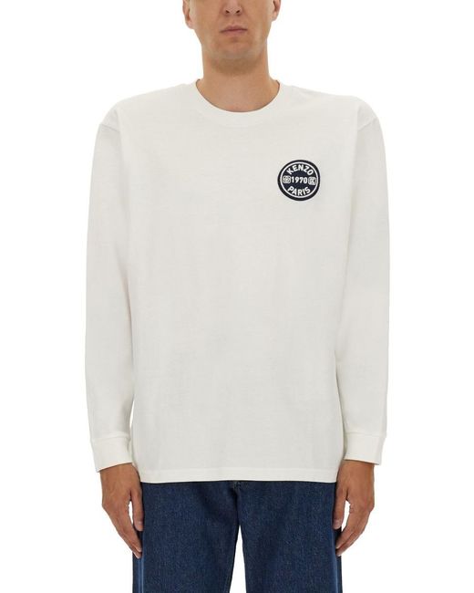 KENZO White Long-Sleeved T-Shirt for men