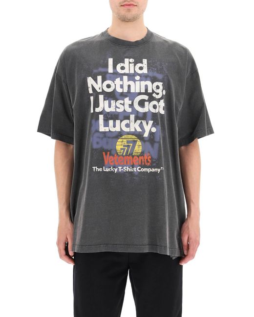 VETEMENTS Lucky T-Shirt Company グレーTシャツ Vetements 'lucky' T-shirt in Gray for Men | Lyst