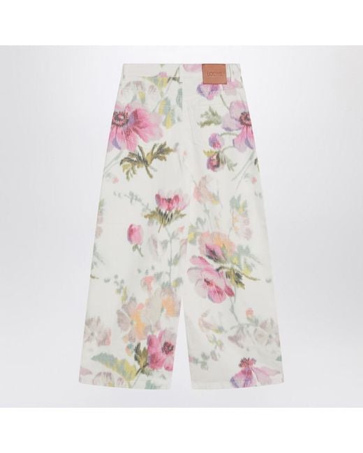 Loewe White Jeans With Floral Digital Print