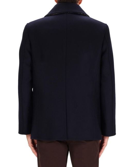 Burberry Blue Double-breasted Coat "shelborne" for men