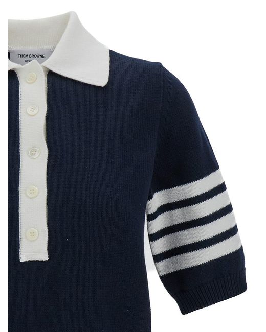 Thom Browne Blue Polo Shirt With 4Bar Detail