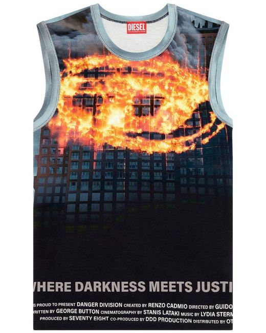 DIESEL Blue Tank Top With Burning Oval D Poster for men