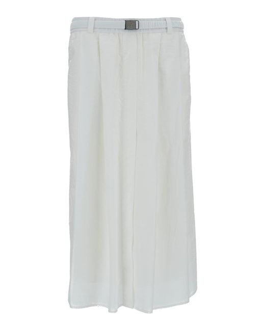 Brunello Cucinelli White Flared Midi Skirt