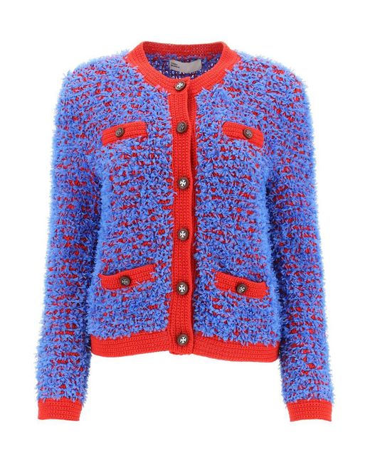Tory Burch Blue Confetti Tweed Jacket