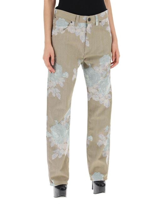 Vivienne Westwood Natural "Floral Jacquard Ranch Jeans for men