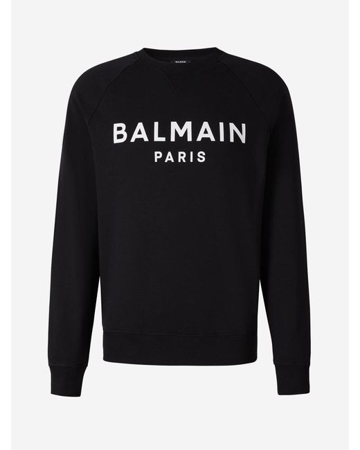 Balmain Black Printed Logo Sweatshirt for men
