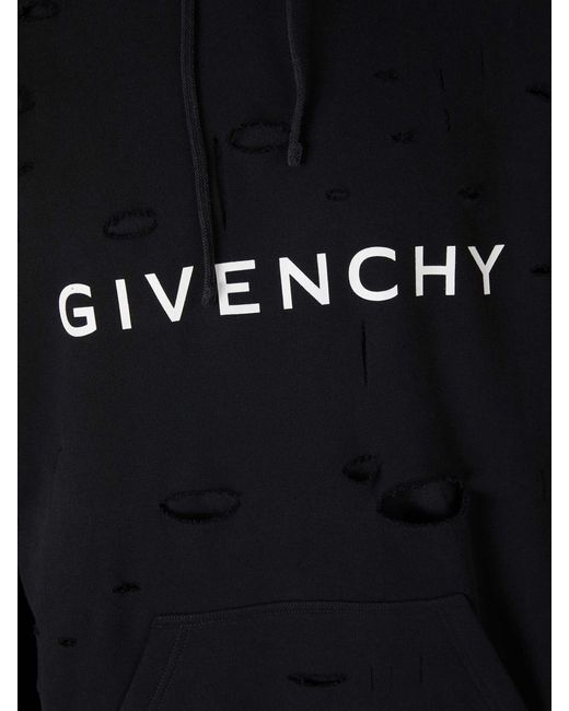Givenchy Ripped Cotton Sweatshirt in Black for Men Lyst Australia