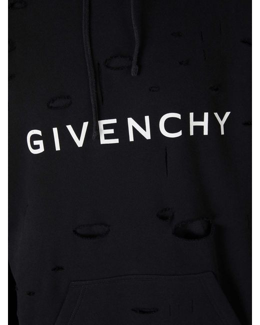 Givenchy Black Ripped Cotton Sweatshirt for men