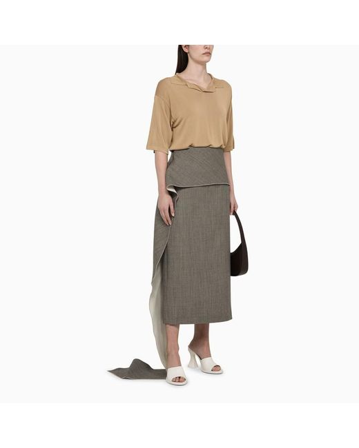 The Row Gray Wool Skirt With Side Train