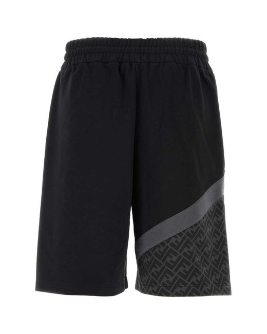 Fendi Black Cotton Blend Bermuda Shorts for men