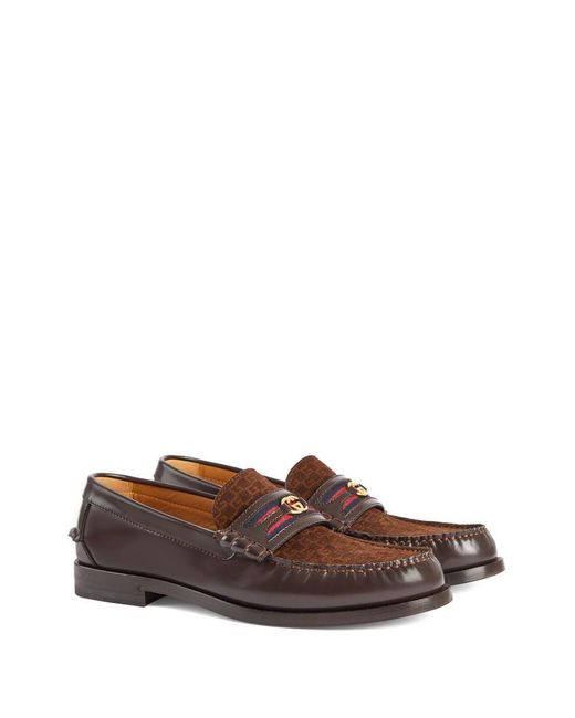 Gucci Brown Leather Loafer Shoes for men