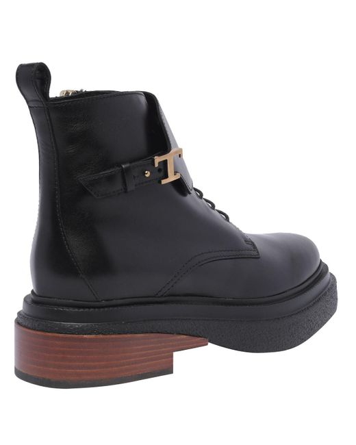 Tod's Black Logo-plaque Leather Ankle Boots