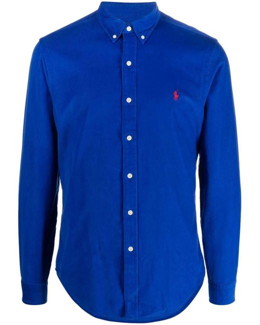 Polo Ralph Lauren Blue Polo Pony-embroidered Corduroy Cotton Shirt for men