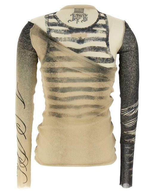 Jean Paul Gaultier Metallic Double Layer Tulle Top