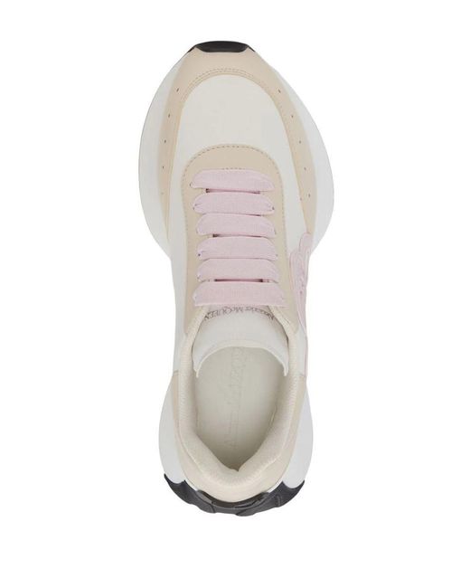 Alexander McQueen White Sprint Runner Rose-appliqué Leather Low-top Trainers