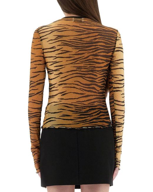 Moschino Black Mesh Top With Animal Print