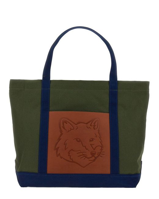 Maison Kitsuné Black Fox Head Patch Large Tote Bag